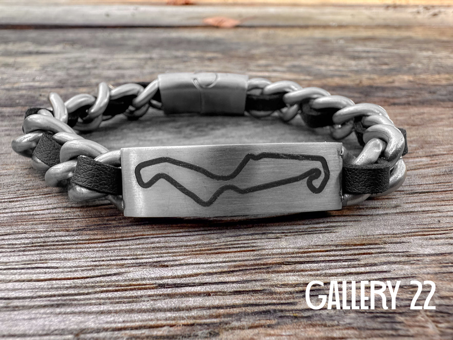 TT armband 20 cm (black leather/silver)