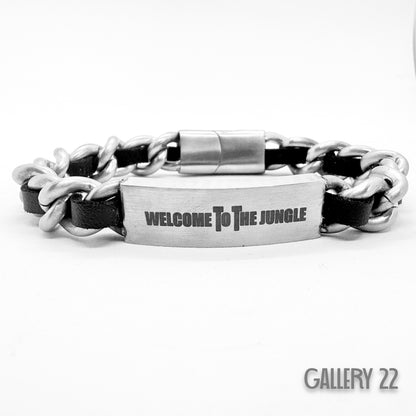 TT  armband 20 cm stainless steel leather