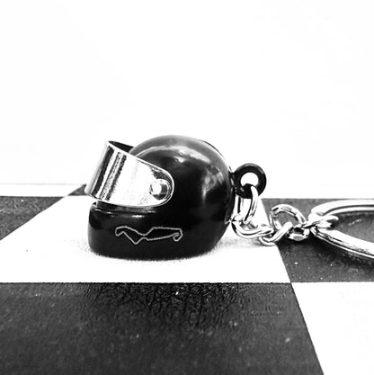 🏁 Mini Motorhelm Sleutelhanger – Met Gravure