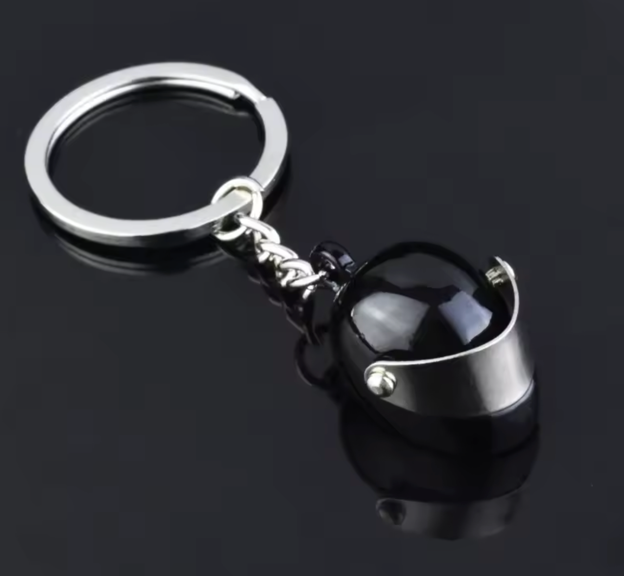 🏁 Mini Motorhelm Sleutelhanger – Met Gravure