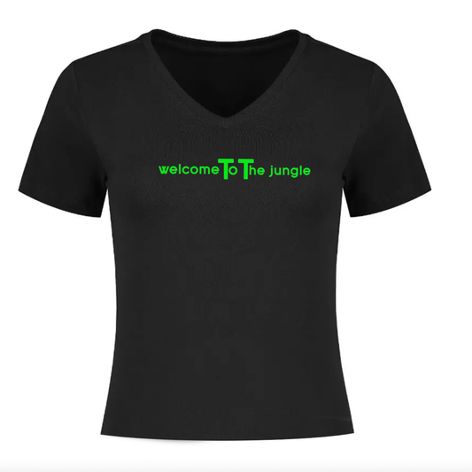TT shirt  Welcome ToThe jungle V hals Dames (green)